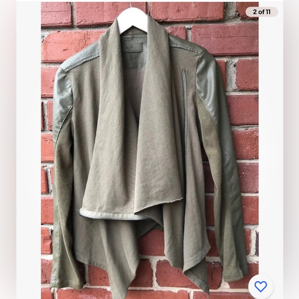 Blank NYC Womens Sz M Medium Jacket  Moro Zip Green Faux Suede Stretch small